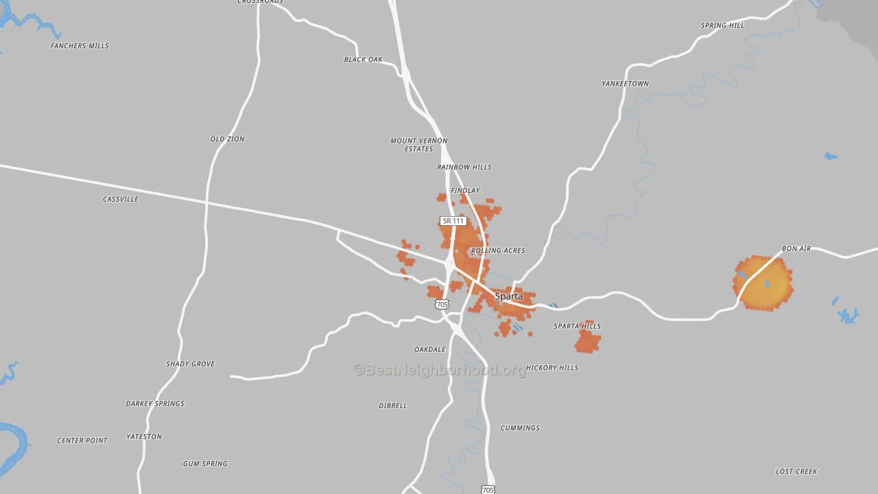Bike Grade map of White County, TN