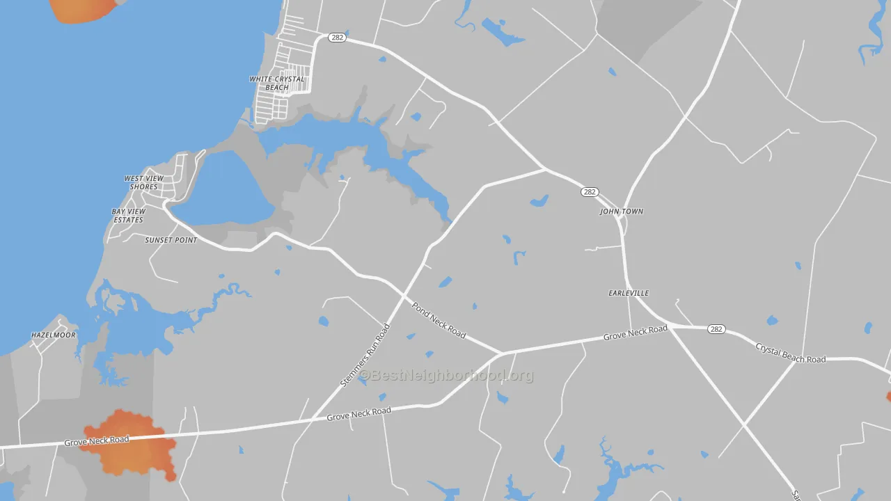 Bike Grade map of White Crystal Beach, MD
