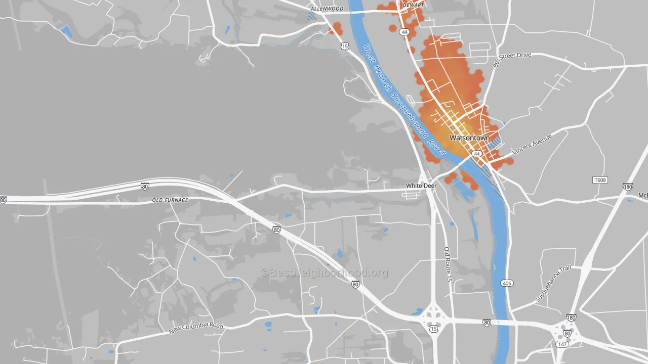 Bike Grade map of White Deer, PA