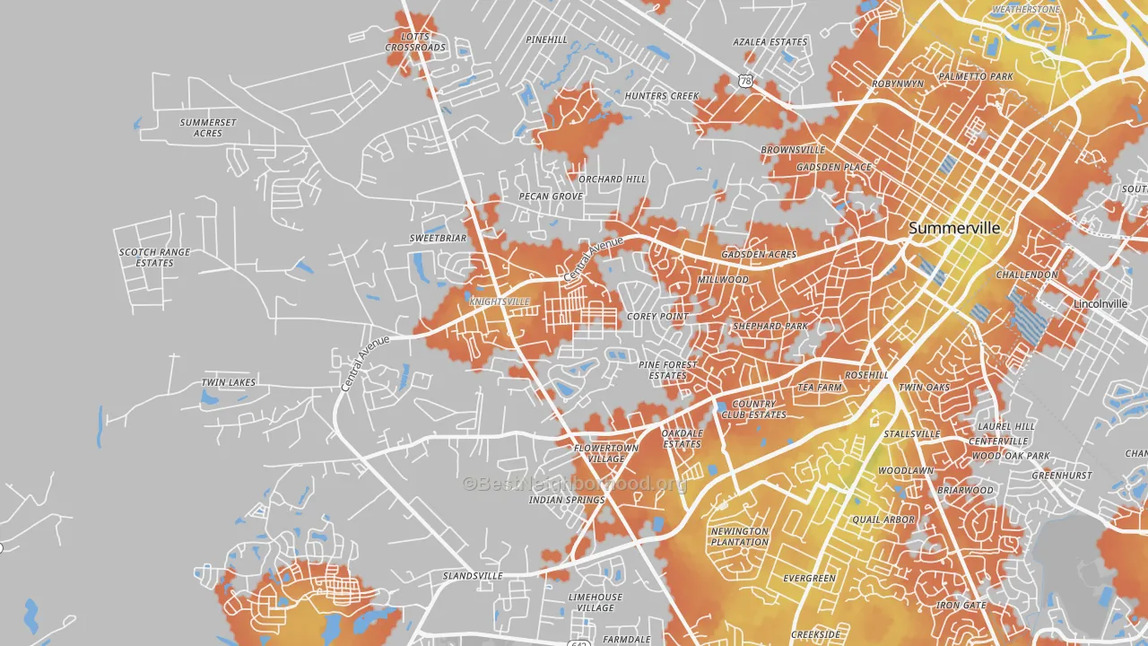 Bike Grade map of White Gables, Summerville, SC