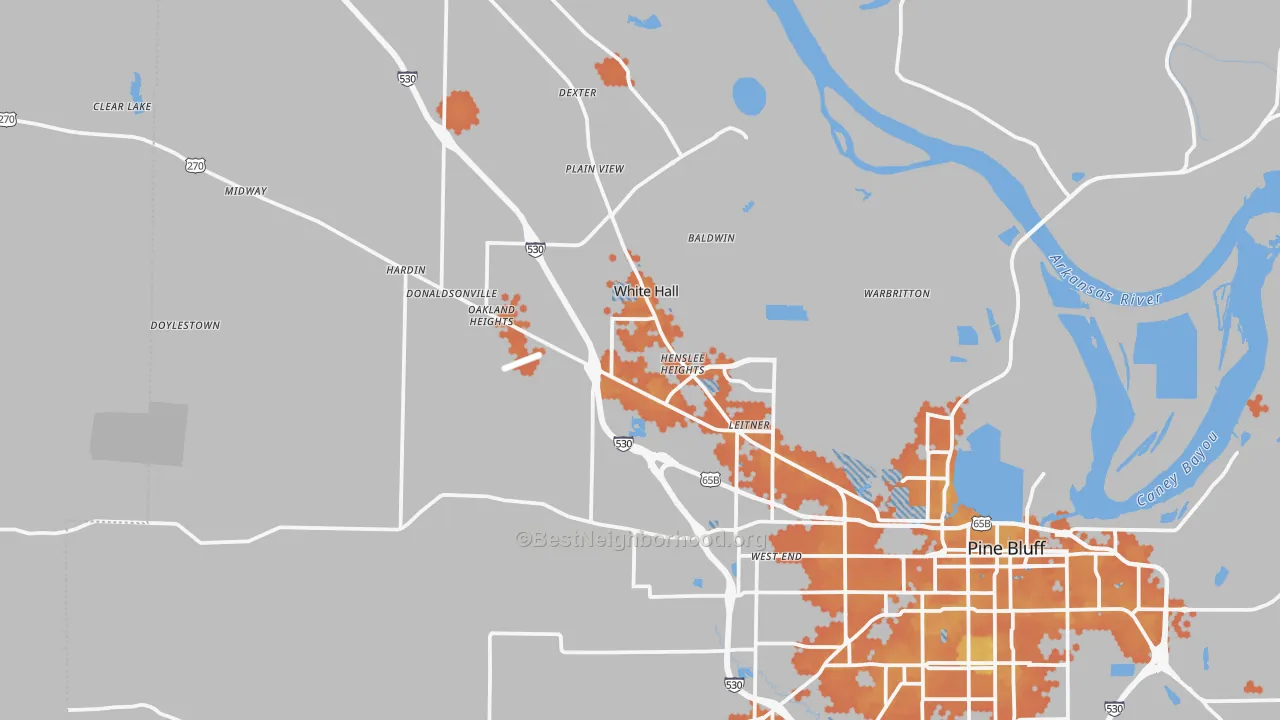 Bike Grade map of White Hall, AR