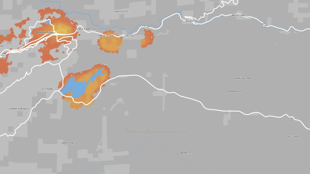 Bike Grade map of White Hall, CA