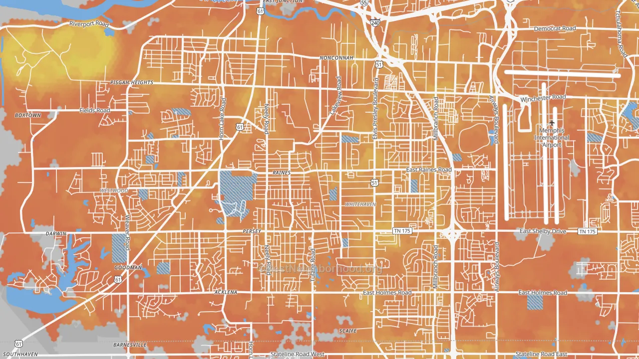 Bike Grade map of White Haven-Coro Lake, Memphis, TN
