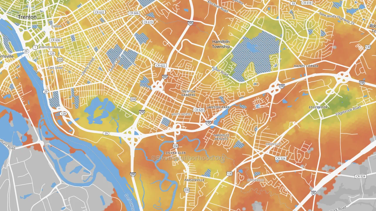 Bike Grade map of White Horse, NJ