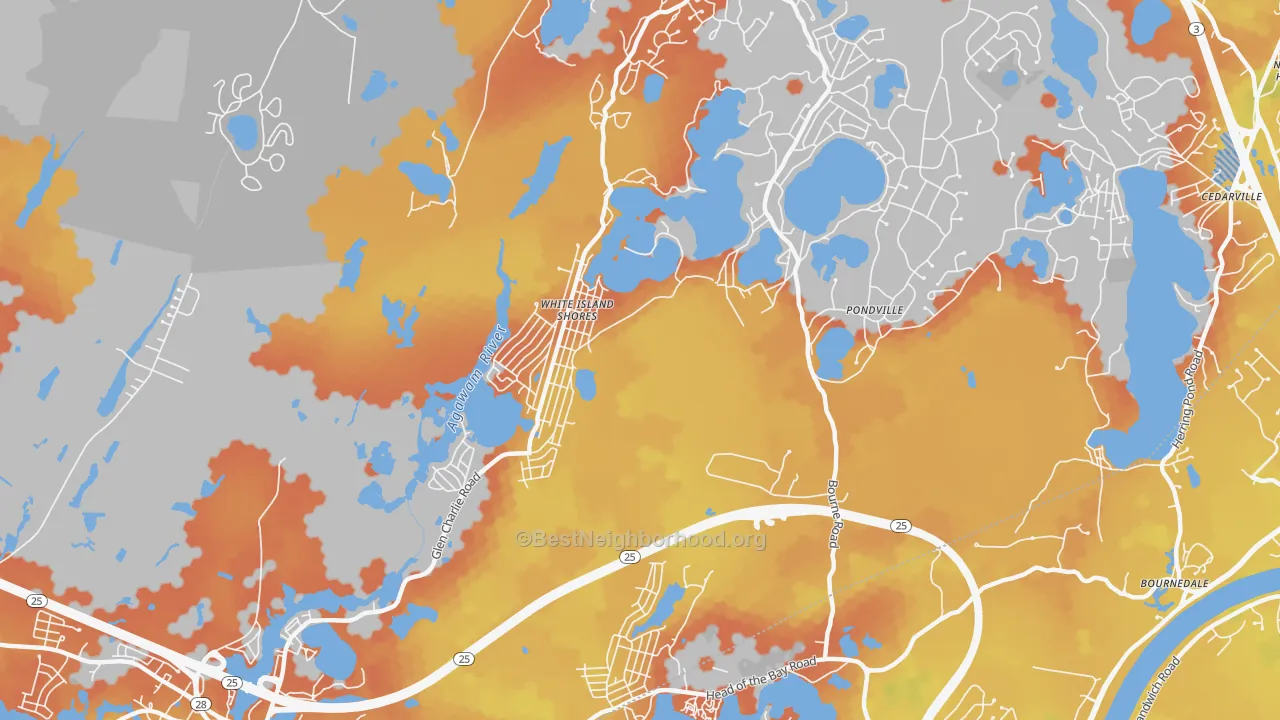 Bike Grade map of White Island Shores, MA