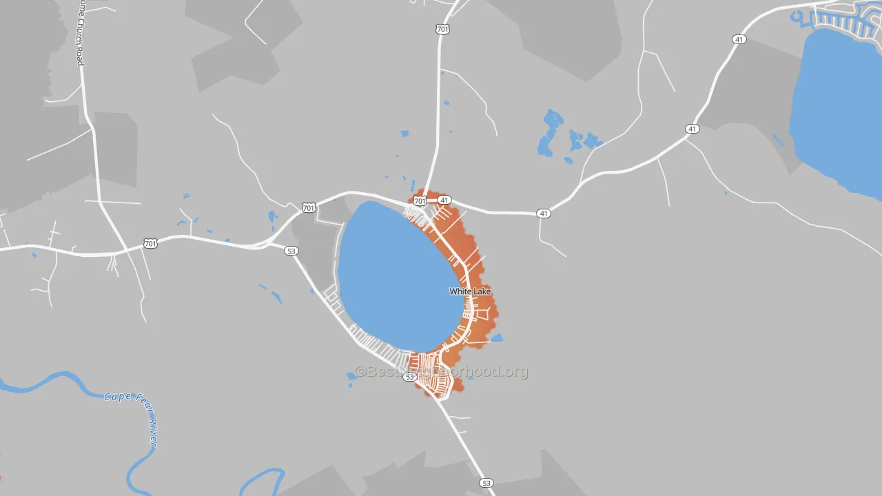 Bike Grade map of White Lake, NC