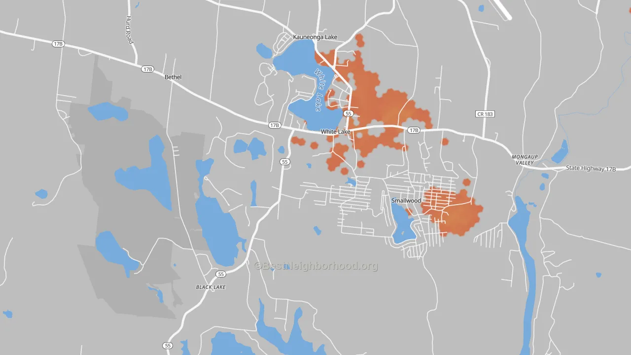 Bike Grade map of White Lake, NY