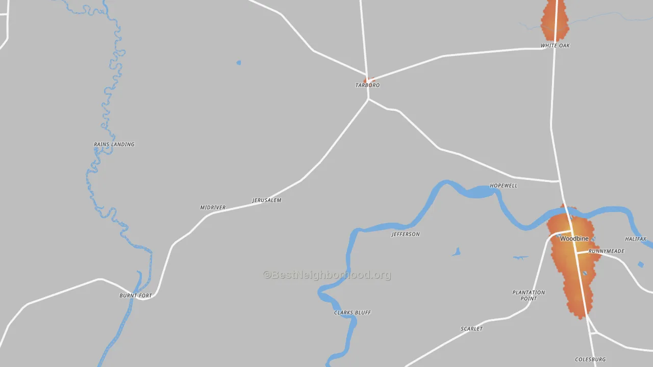 Bike Grade map of White Oak, GA