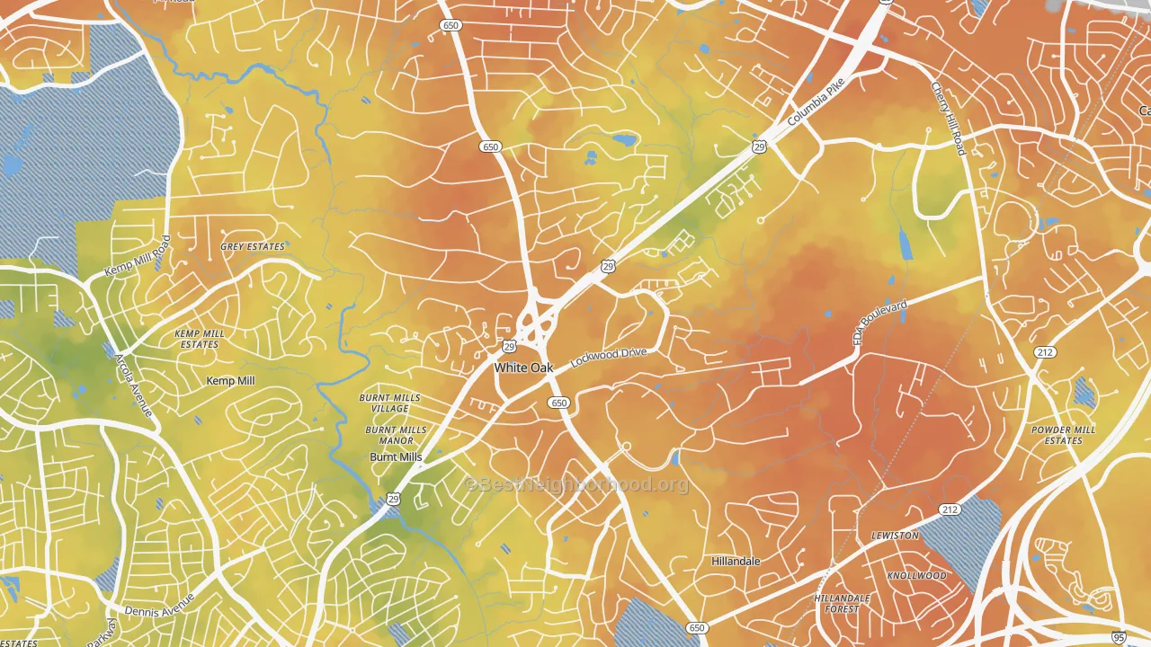 Bike Grade map of White Oak, MD