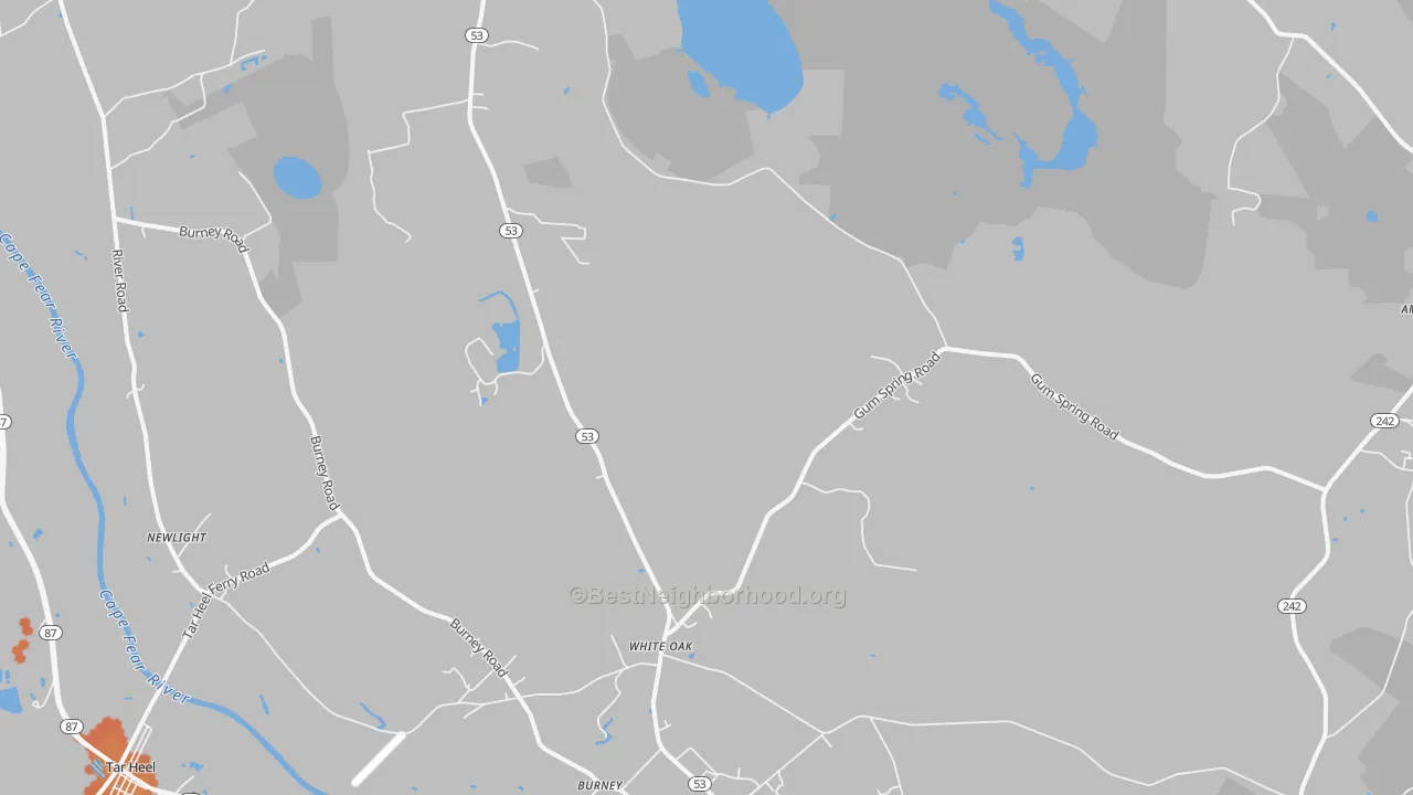 Bike Grade map of White Oak, NC