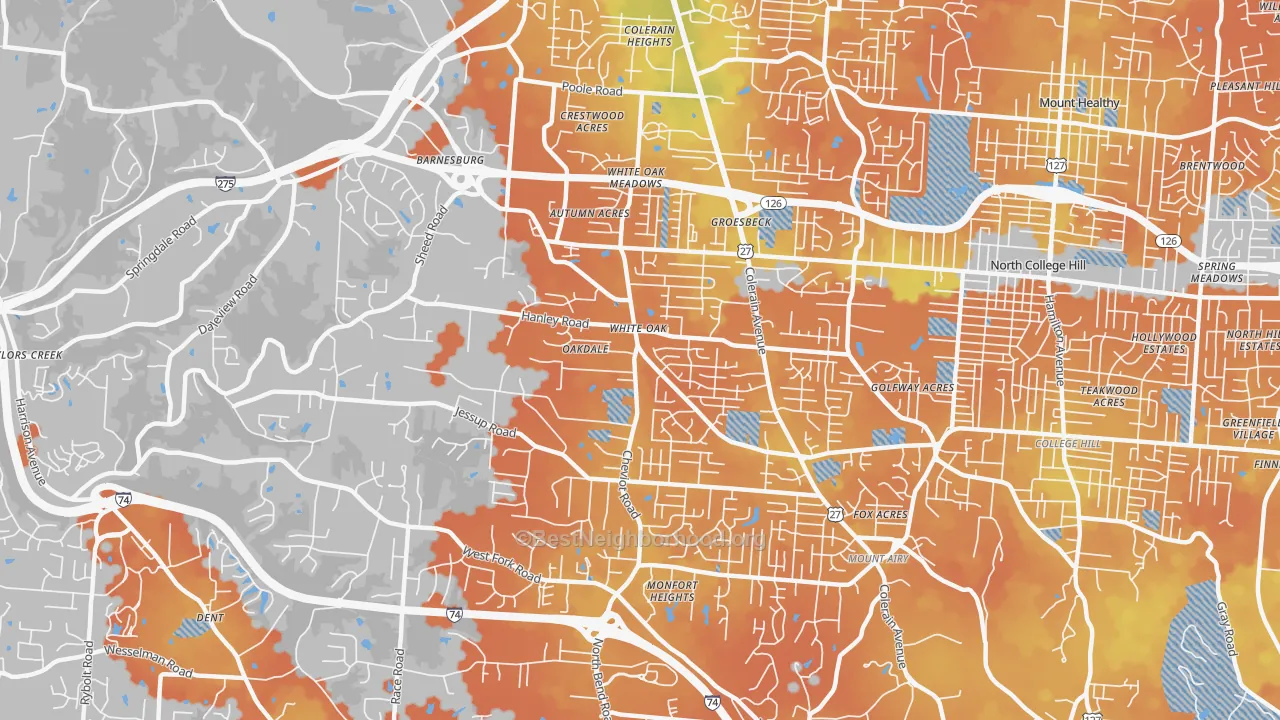 Bike Grade map of White Oak, OH