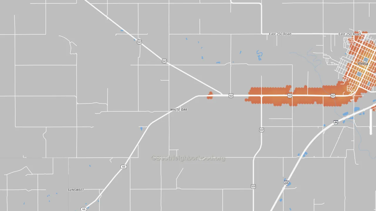 Bike Grade map of White Oak, OK
