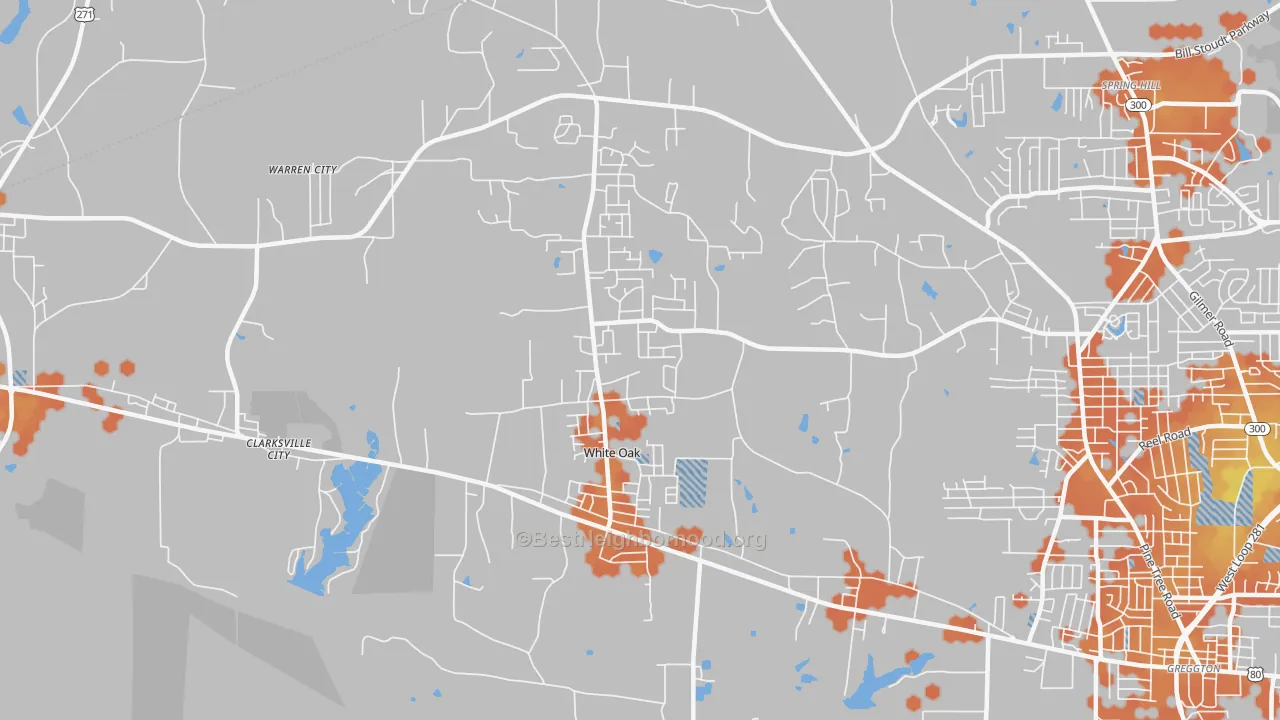 Bike Grade map of White Oak, TX