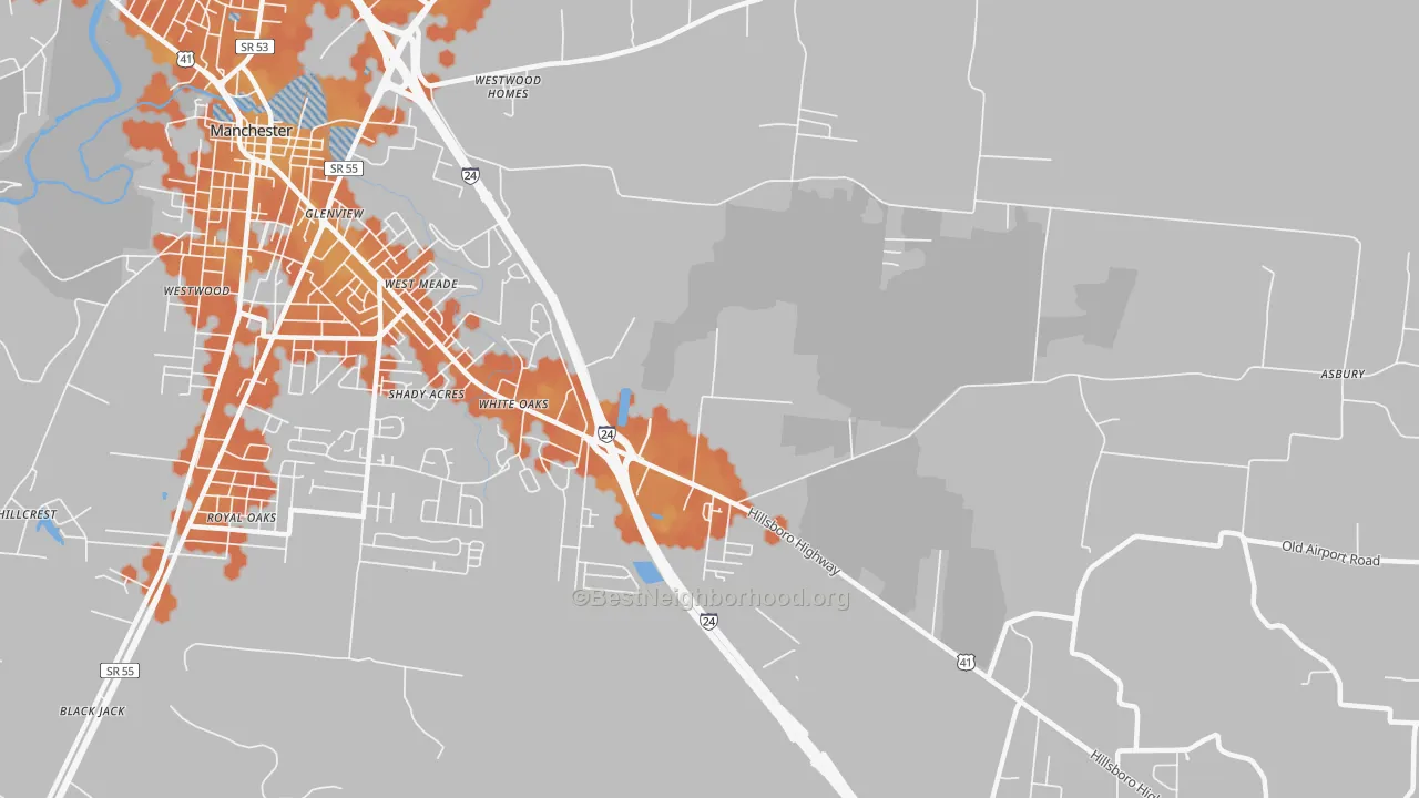 Bike Grade map of White Oaks, TN