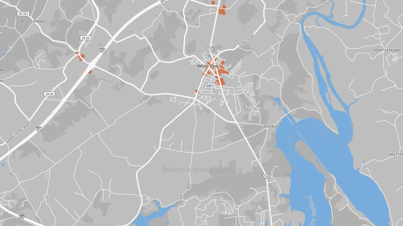 Bike Grade map of White Pine, TN