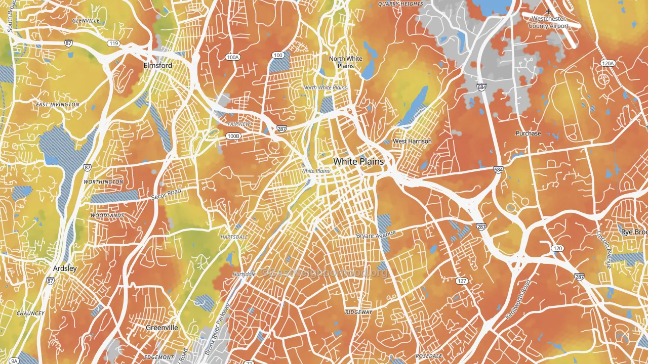 Bike Grade map of White Plains, NY