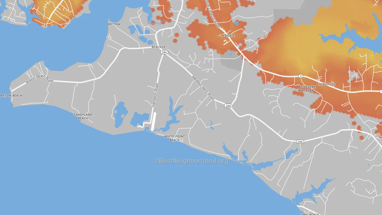 Bike Grade map of White Point Beach, MD