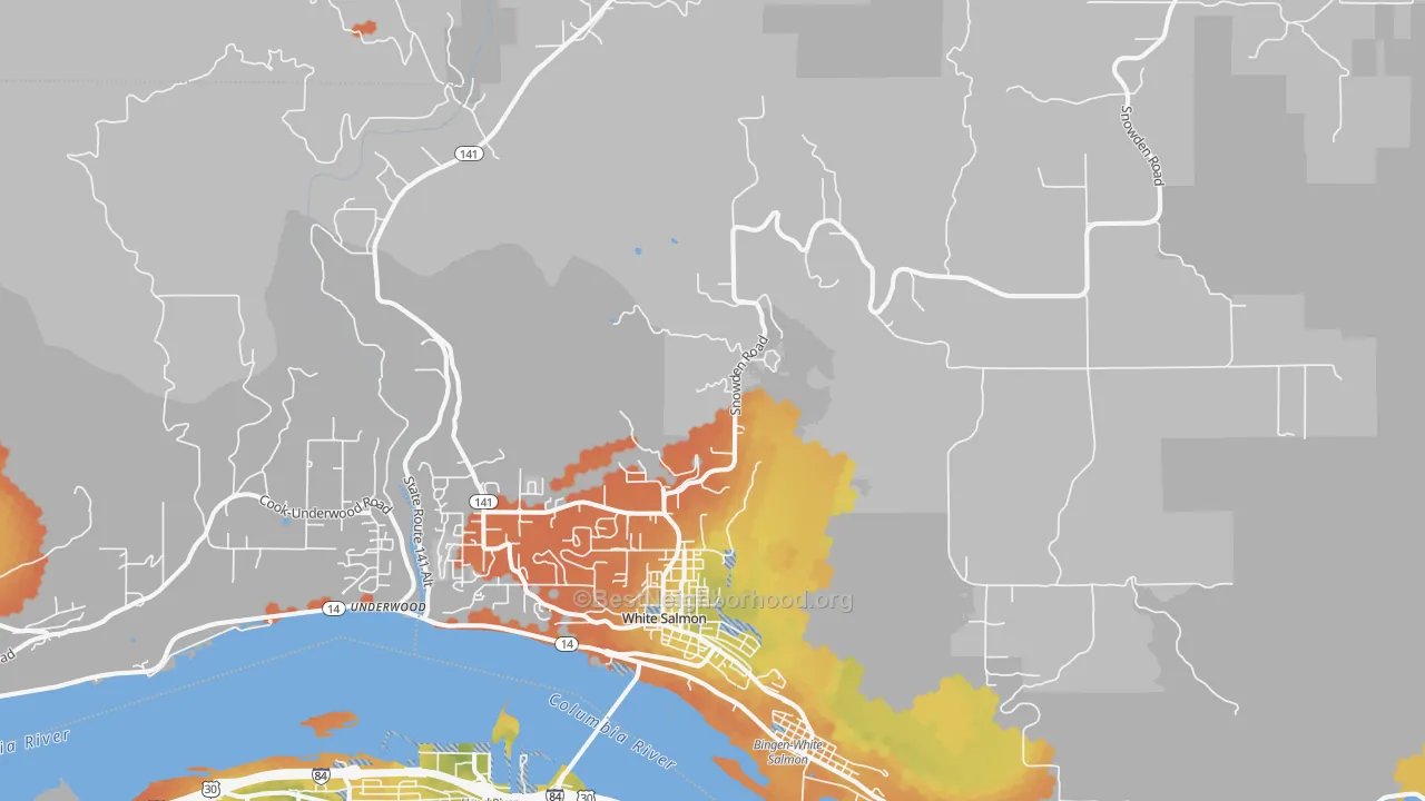 Bike Grade map of White Salmon, WA
