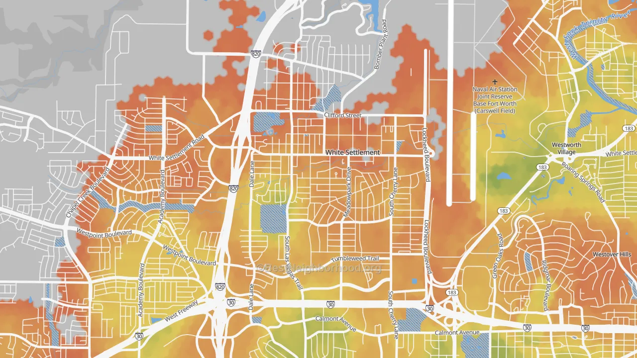 Bike Grade map of White Settlement, TX