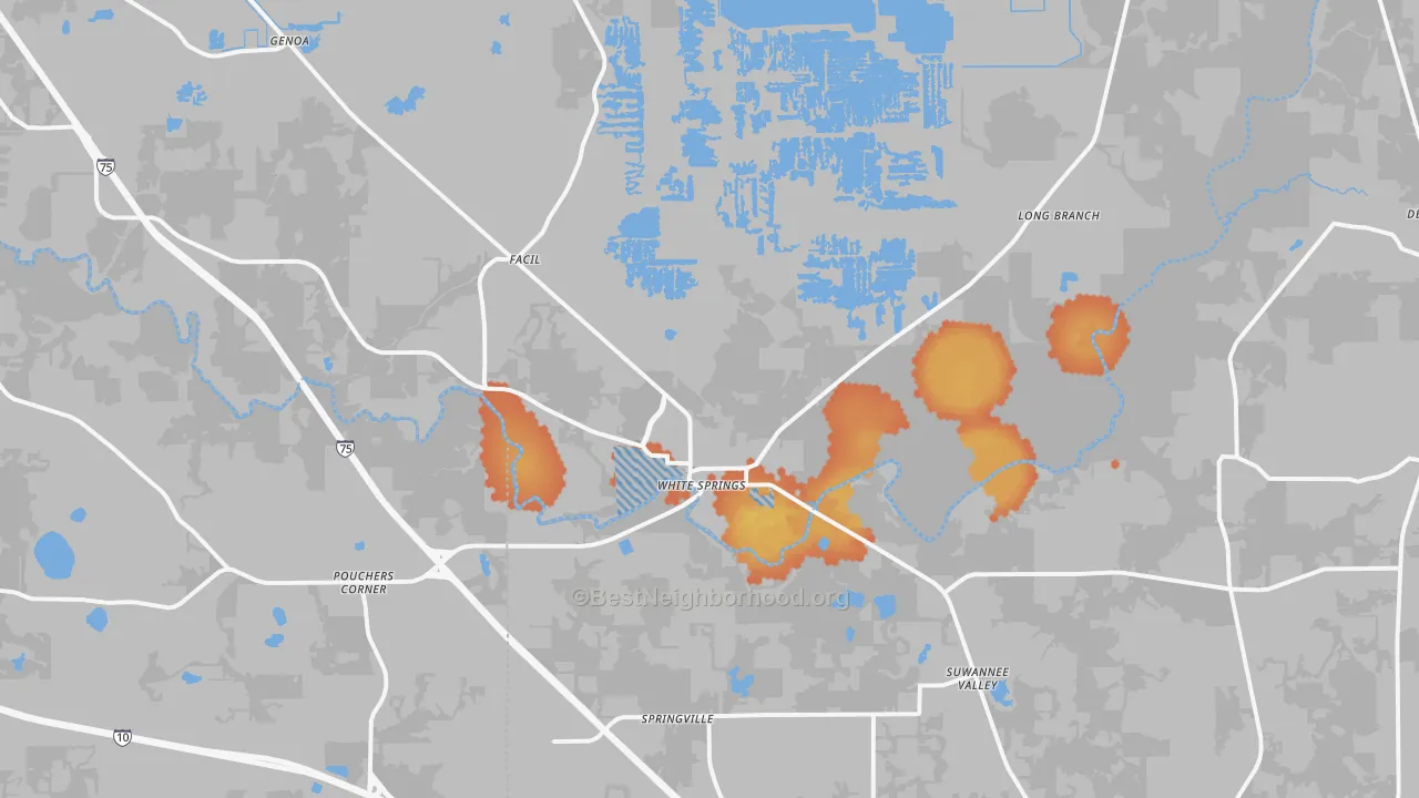 Bike Grade map of White Springs, FL