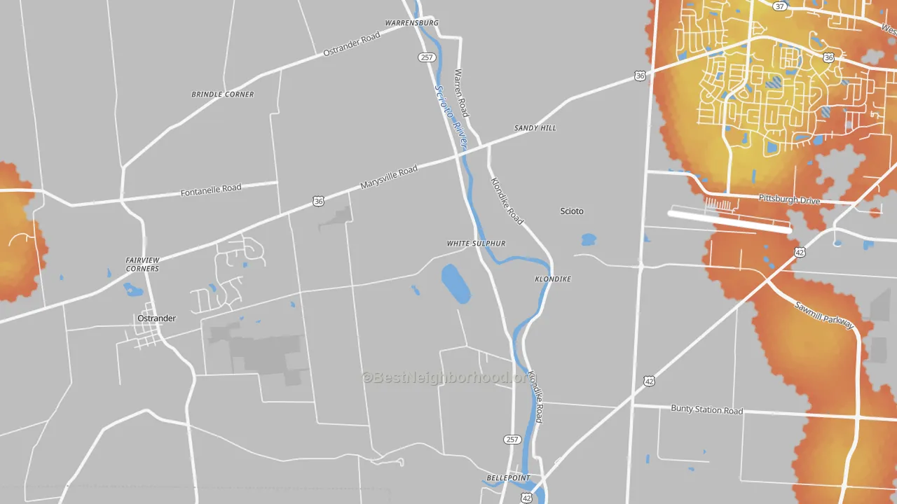 Bike Grade map of White Sulphur, OH