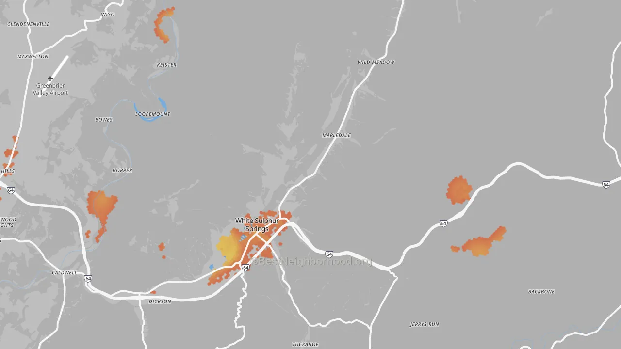 Bike Grade map of White Sulphur Springs, WV