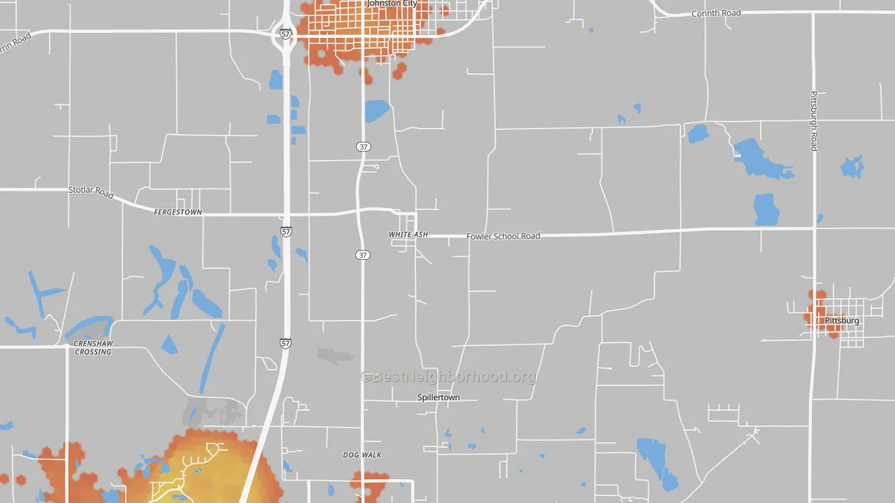 Bike Grade map of Whiteash, IL