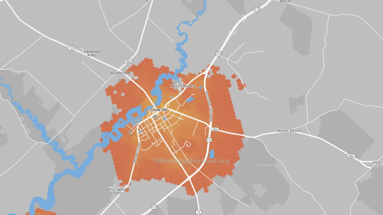 Bike Grade map of Whiteburg, MD
