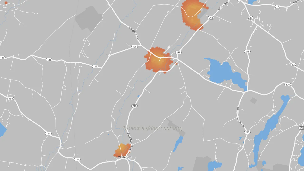 Bike Grade map of Whitefield, ME