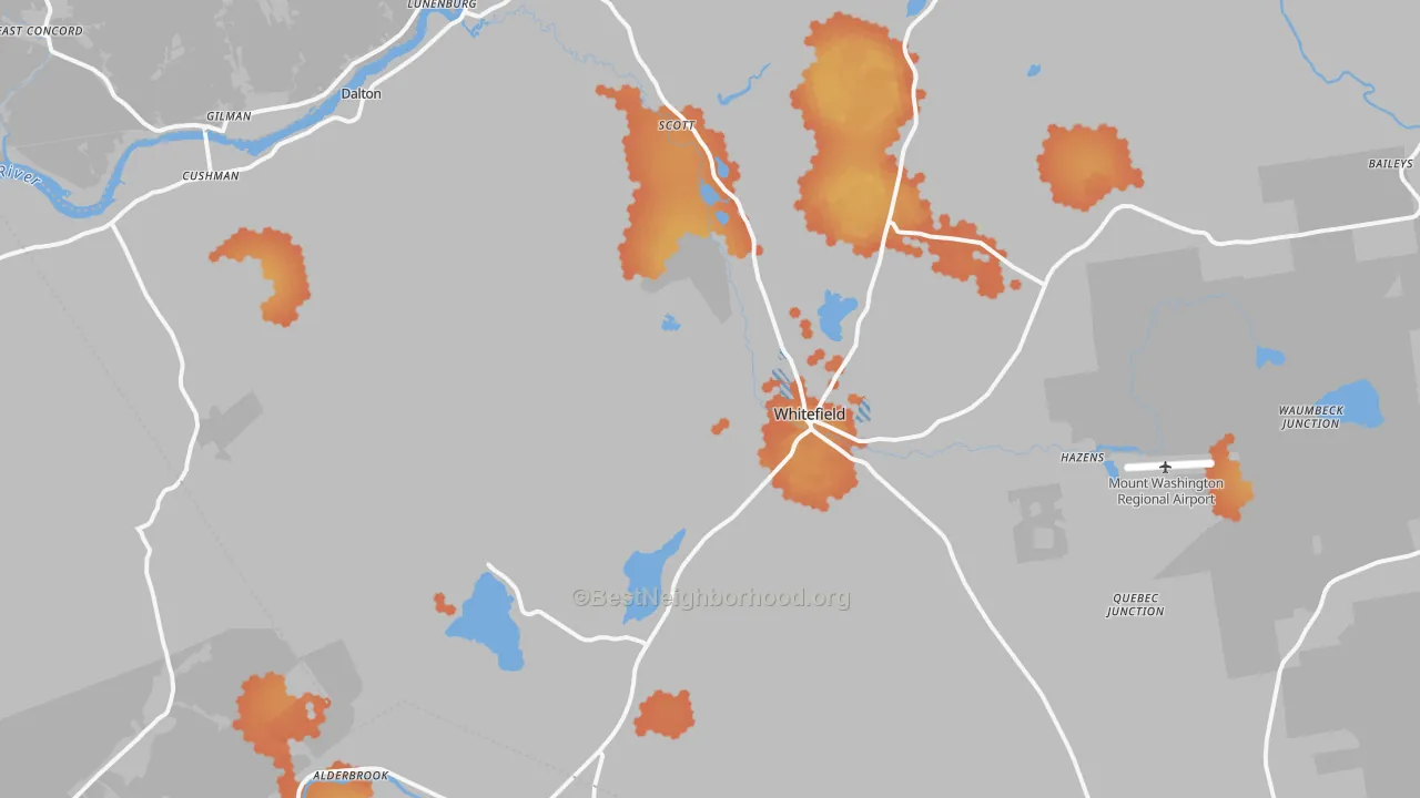 Bike Grade map of Whitefield, NH