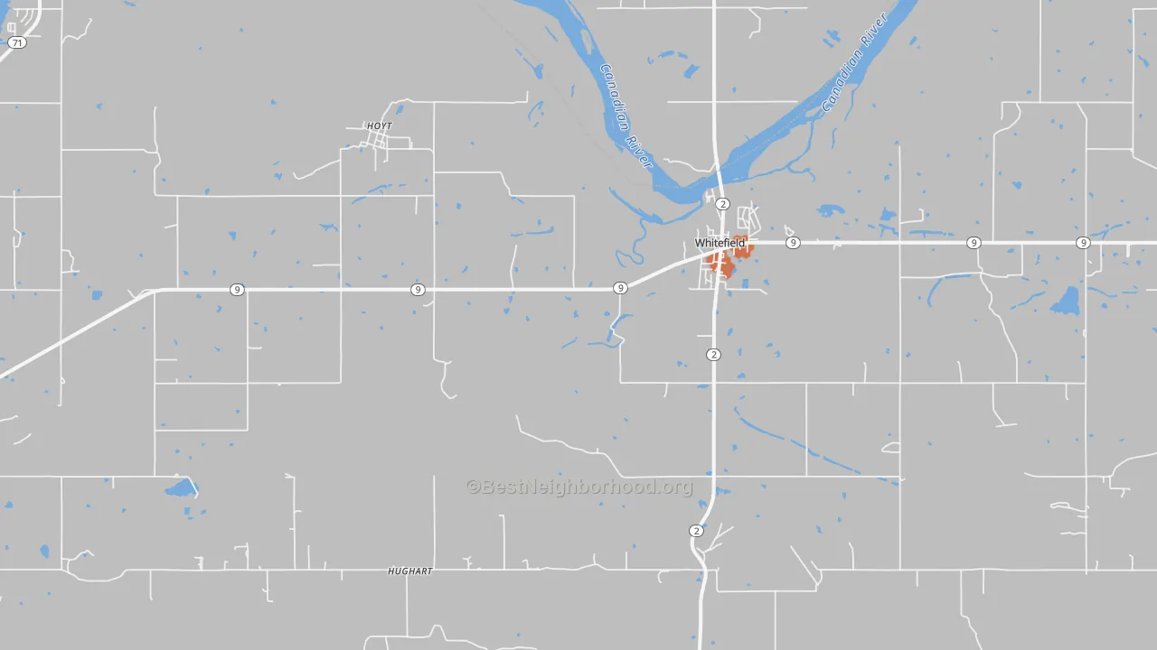 Bike Grade map of Whitefield, OK