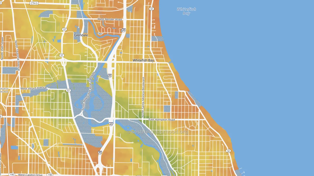 Bike Grade map of Whitefish Bay, WI