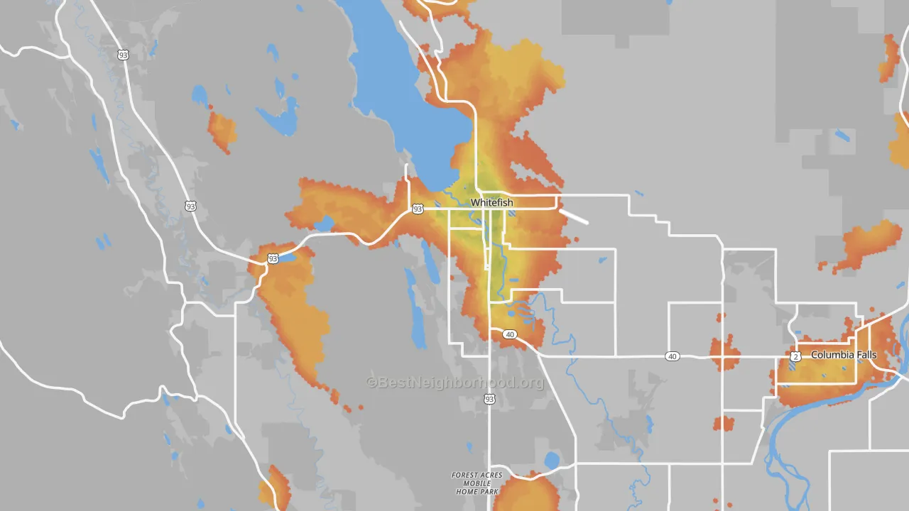 Bike Grade map of Whitefish, MT