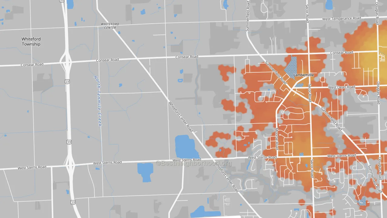 Bike Grade map of Whiteford Center, MI
