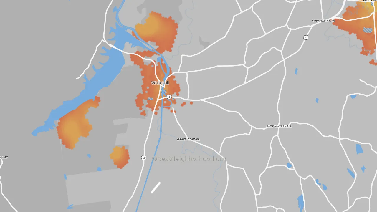 Bike Grade map of Whitehall, NY