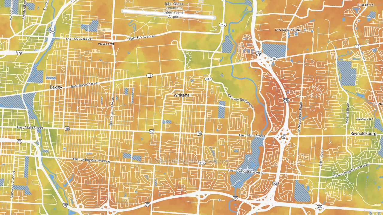 Bike Grade map of Whitehall, OH