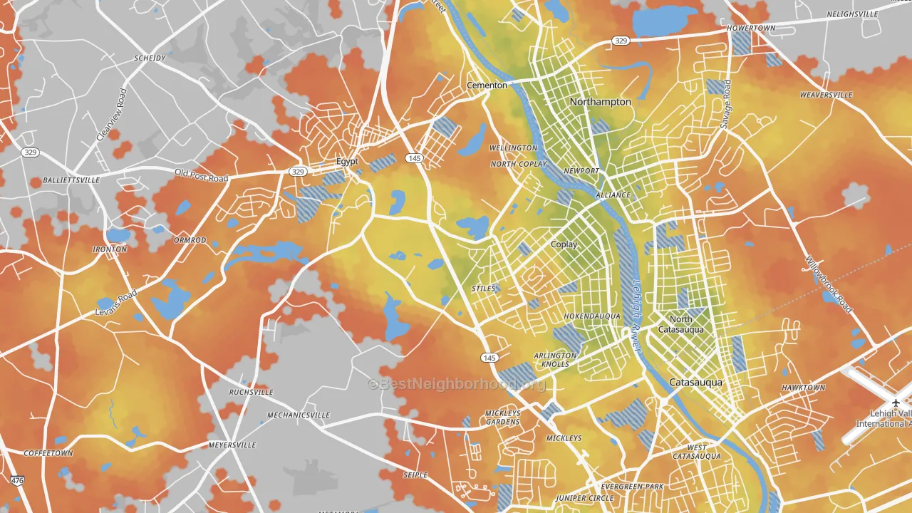 Bike Grade map of Whitehall, PA