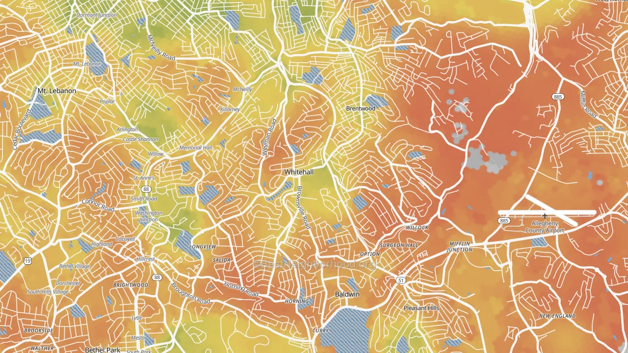 Bike Grade map of whitehall, Pittsburgh, PA