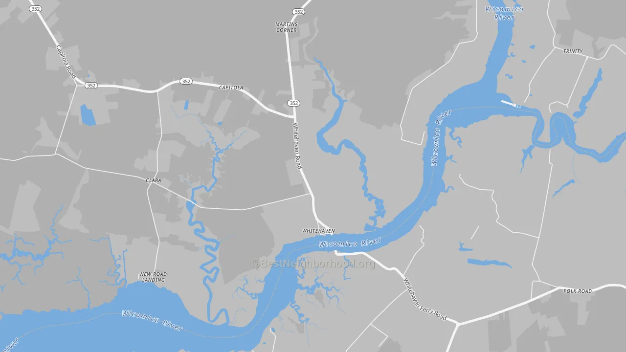 Bike Grade map of Whitehaven, MD