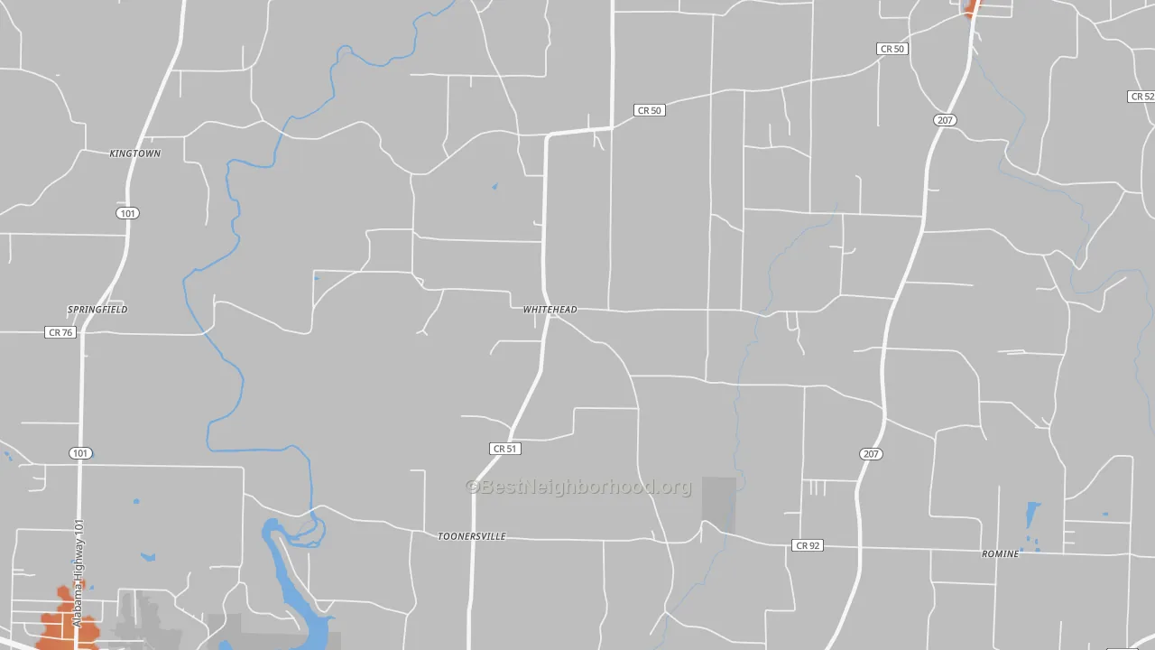 Bike Grade map of Whitehead, AL