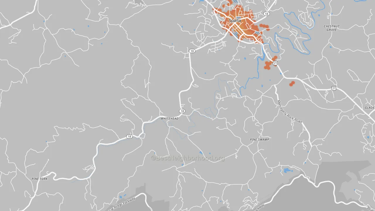 Bike Grade map of Whitehead, NC
