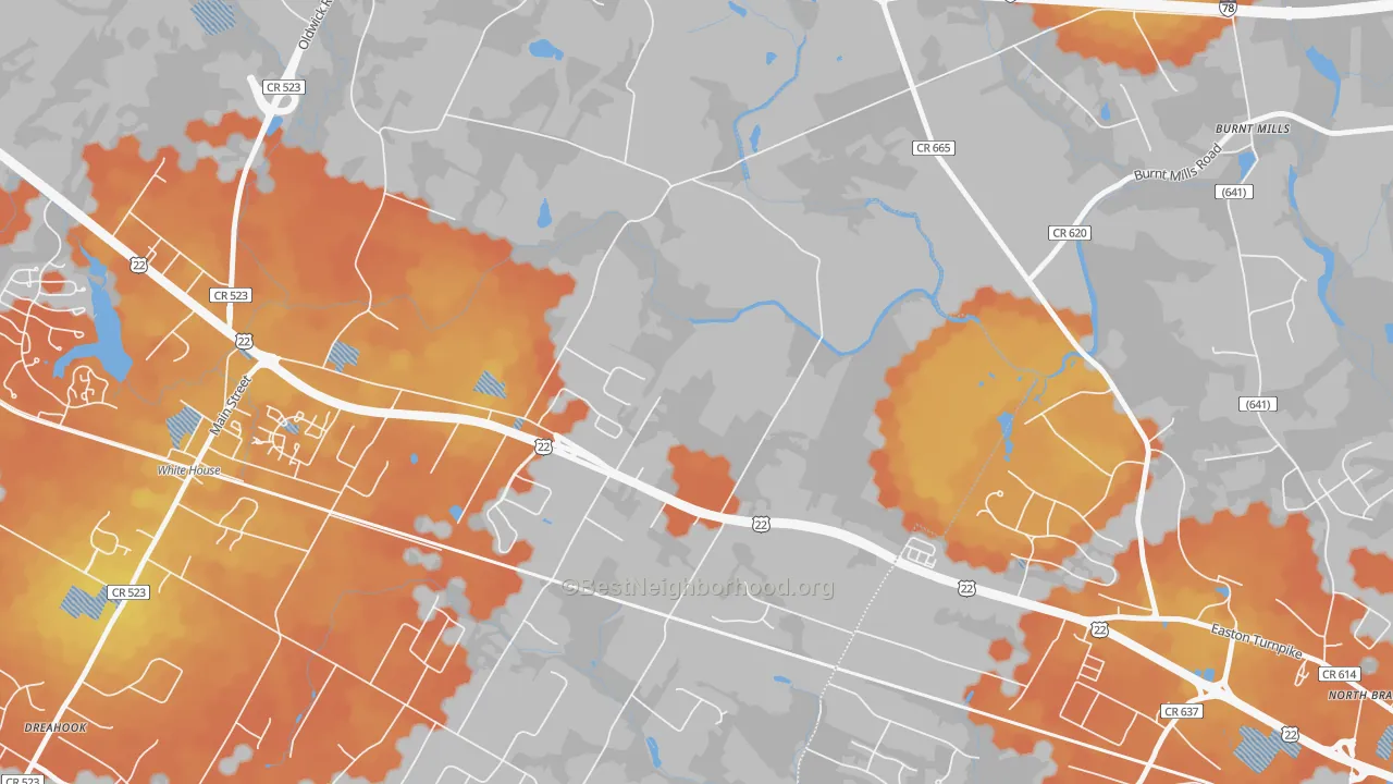 Bike Grade map of Whitehouse, NJ