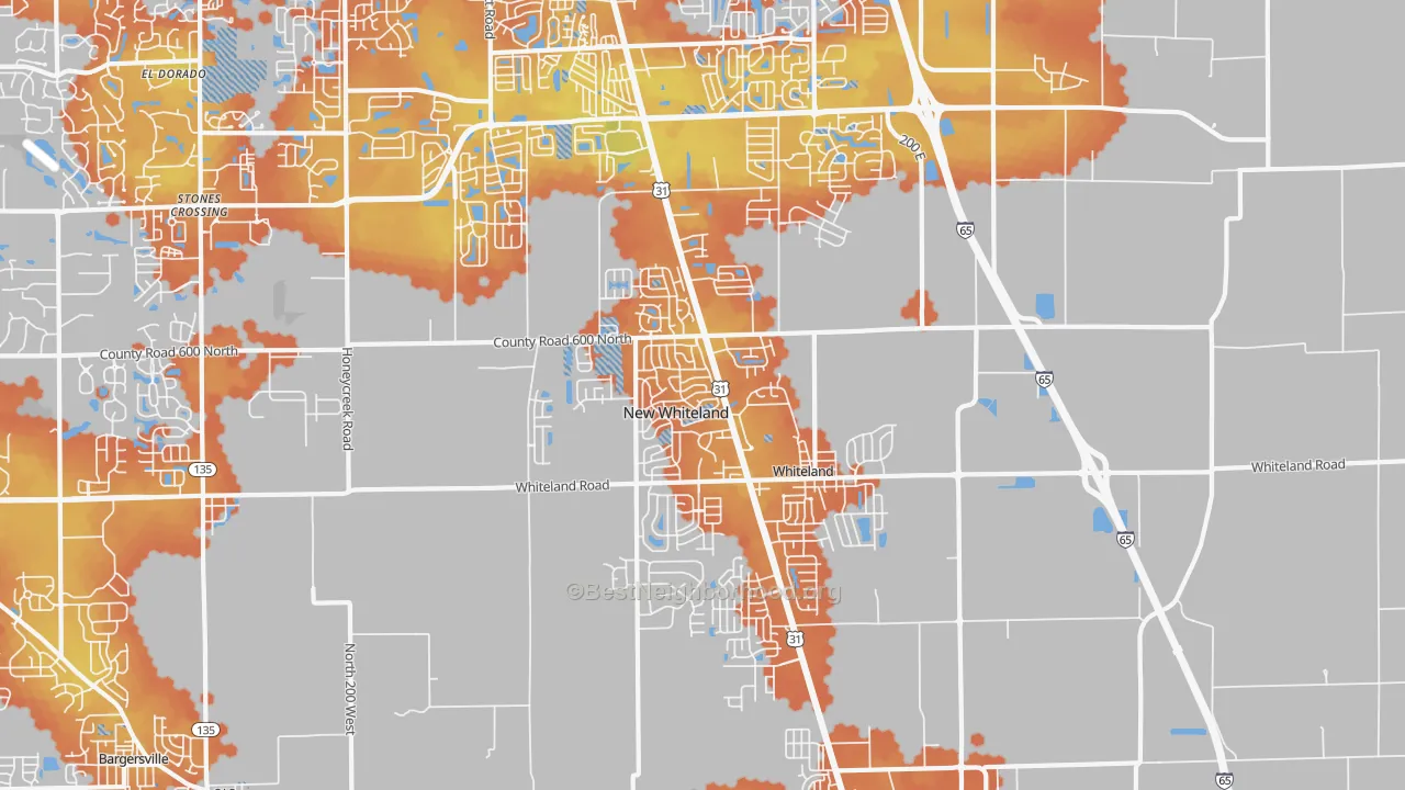 Bike Grade map of Whiteland, IN