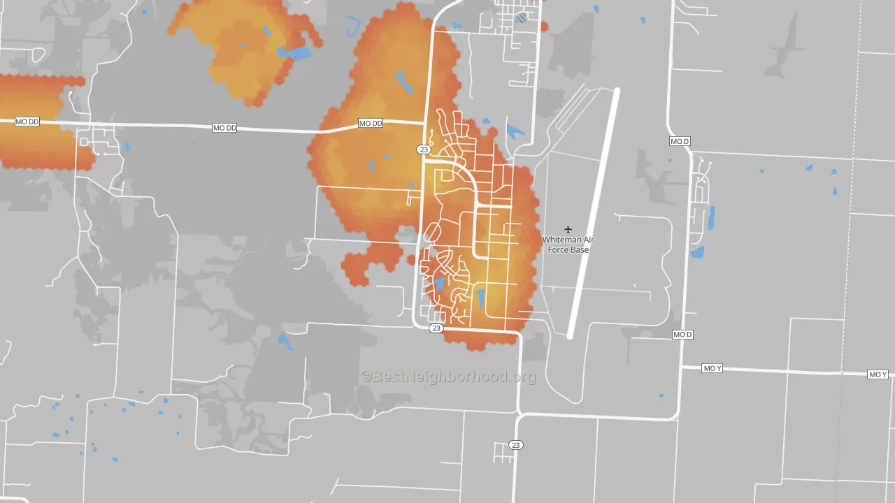 Bike Grade map of Whiteman AFB, MO