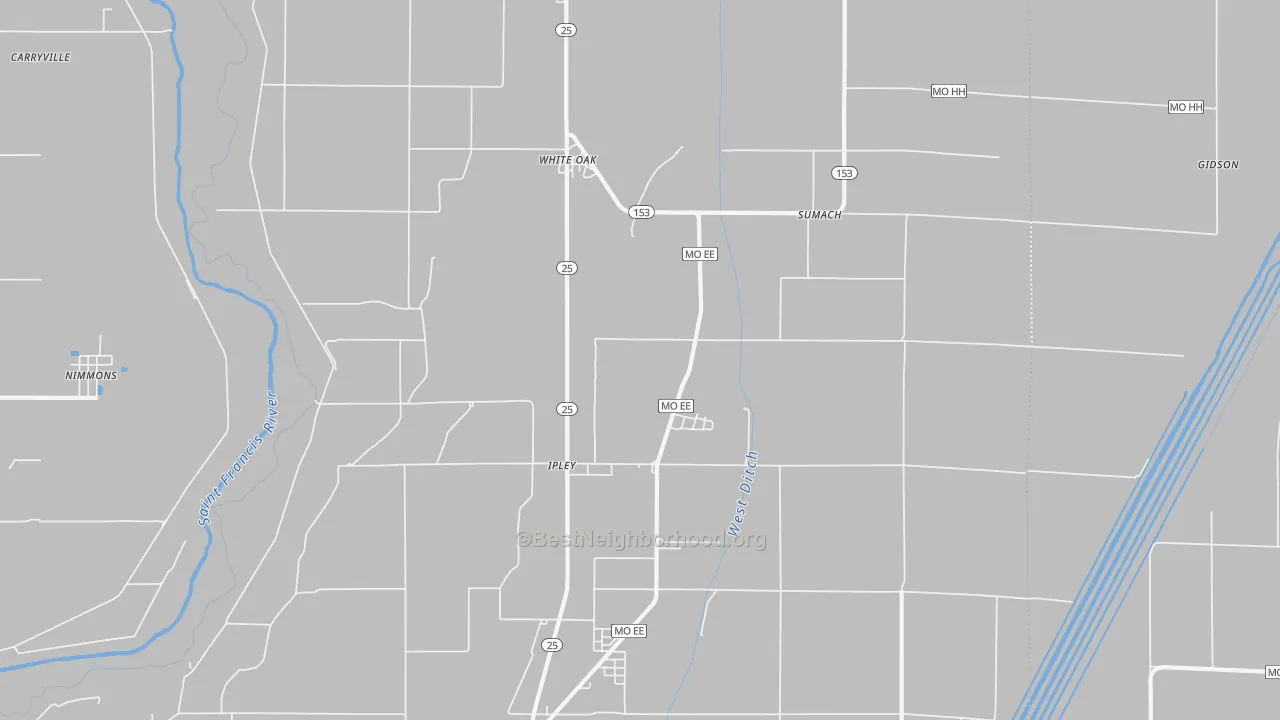 Bike Grade map of Whiteoak, MO