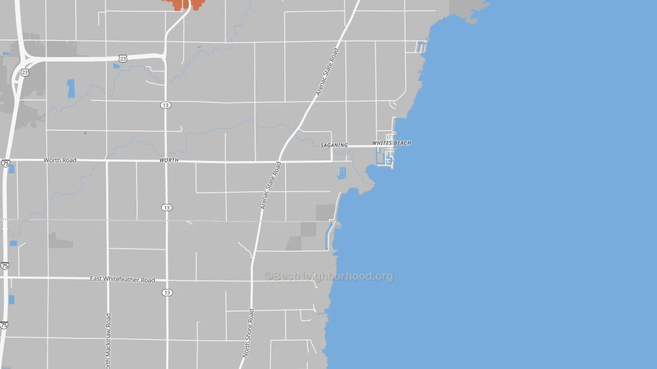 Bike Grade map of Whites Beach, MI