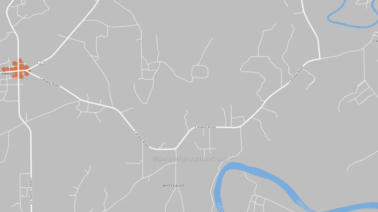 Bike Grade map of Whites Bluff, AL