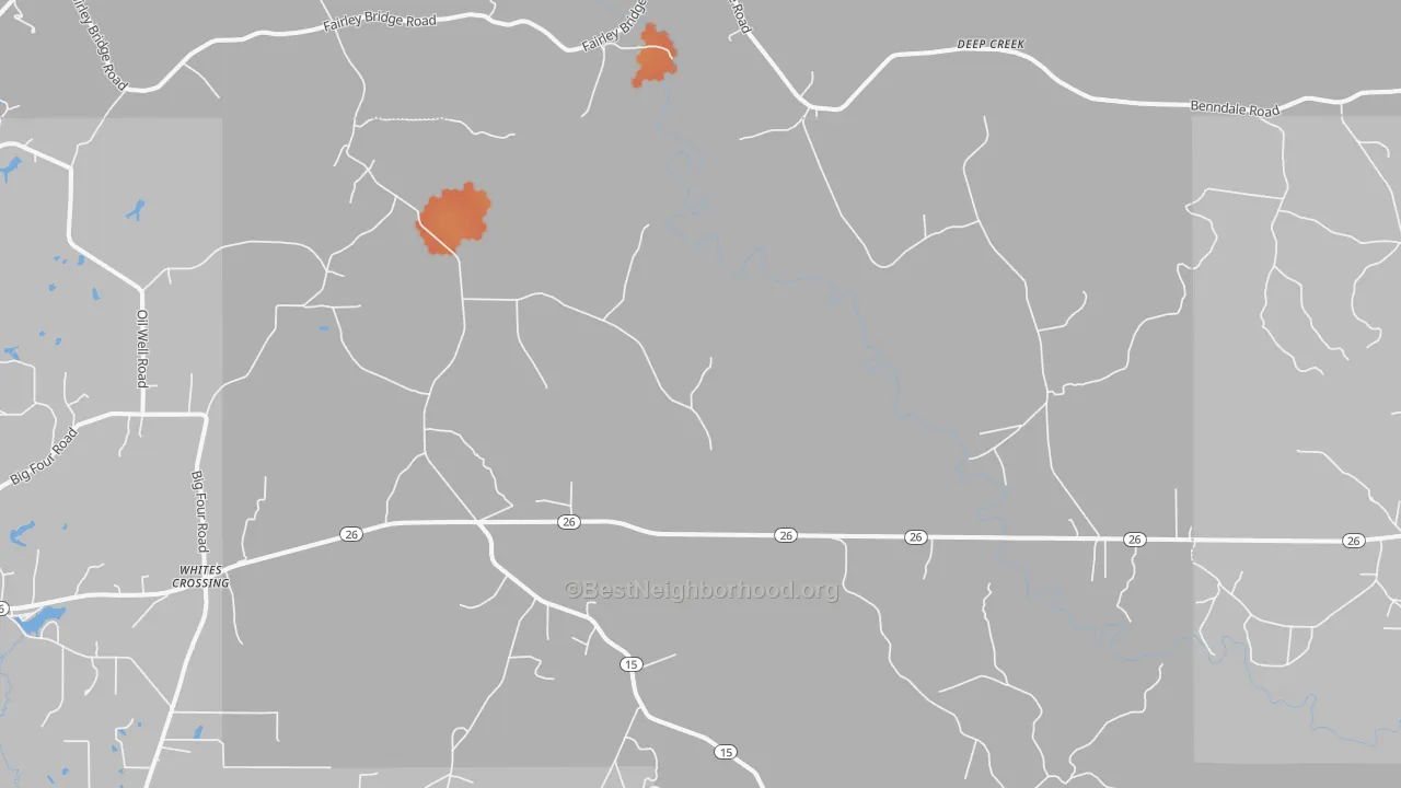 Bike Grade map of Whites Crossing, MS