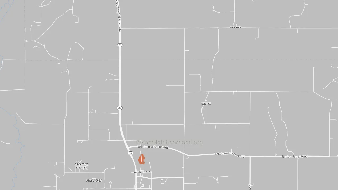 Bike Grade map of Whites, MS