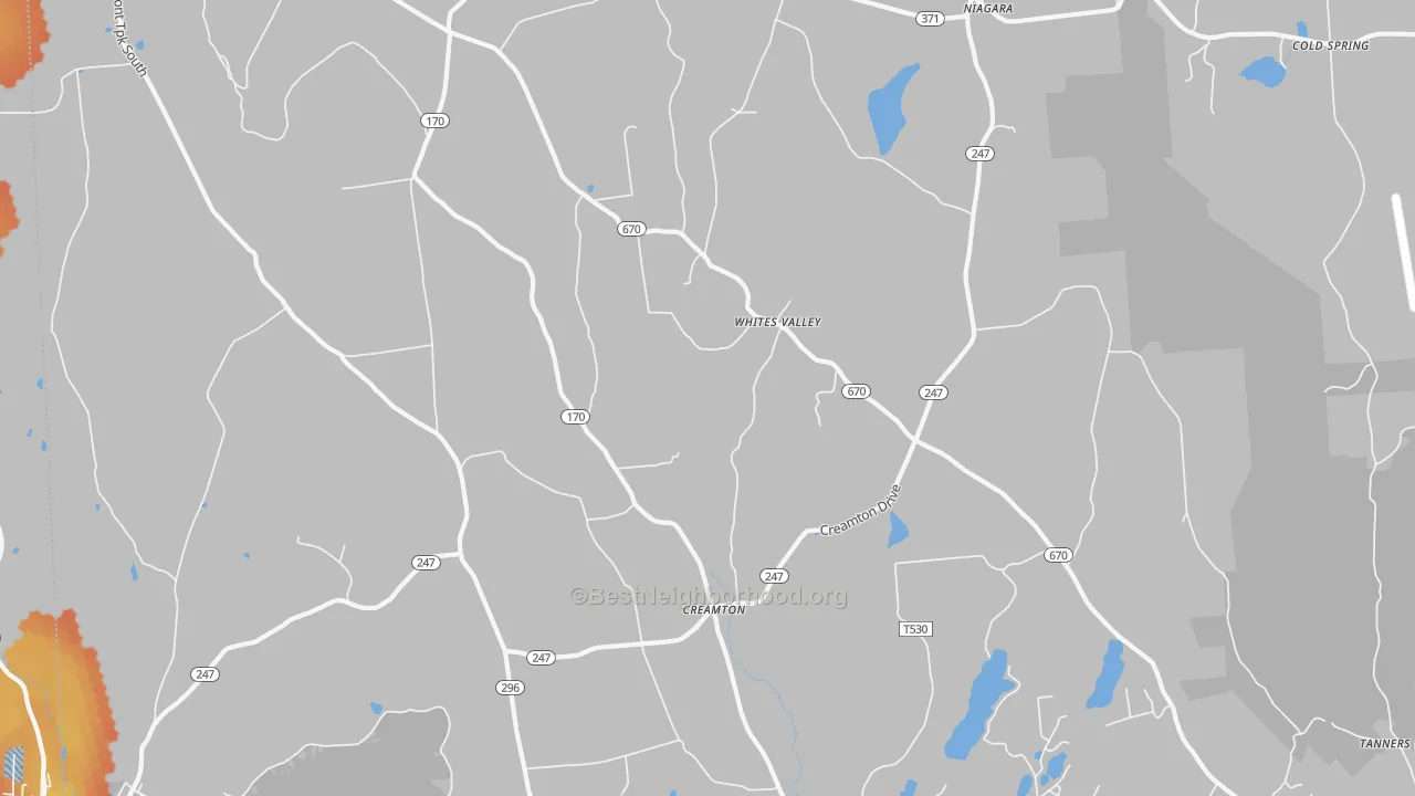 Bike Grade map of Whites Valley, PA